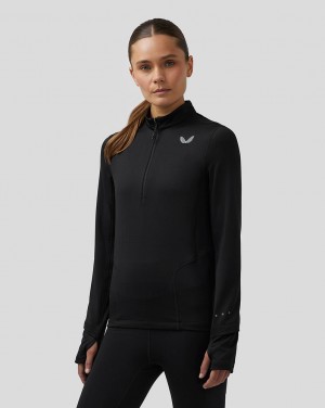 Castore Active Long Sleeve Half Zip Midlayer Top Fekete | 9874-KVIJW