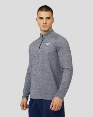 Castore Adapt Long Sleeve Standard Quarter Zip Top Sötétkék | 0647-ZTOMW