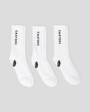 Castore Cushioned Crew Socks 3 Pack Fehér | 5146-KTXUR