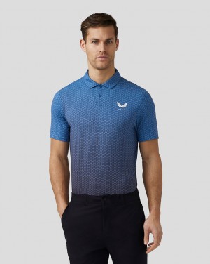 Castore Golf Print Polo Kék | 0689-OHZCT