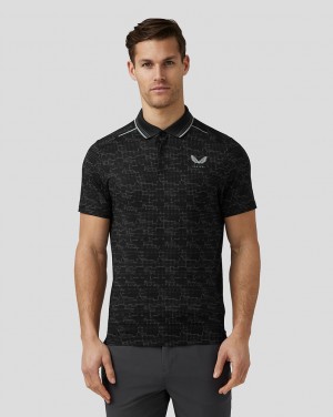 Castore Golf Printed Tech Polo Fekete | 8064-RFVLM