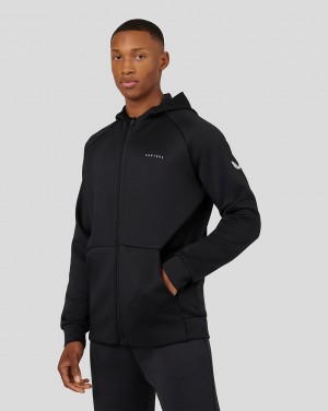 Castore Long Sleeve Aeroscuba Zip-Through Hoodie Fekete | 8306-SFGIM