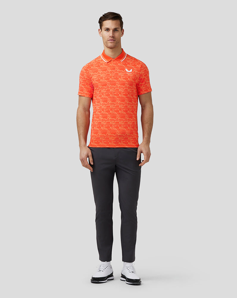 Castore Golf Printed Tech Polo Mélynarancssárga | 1650-KJTBS