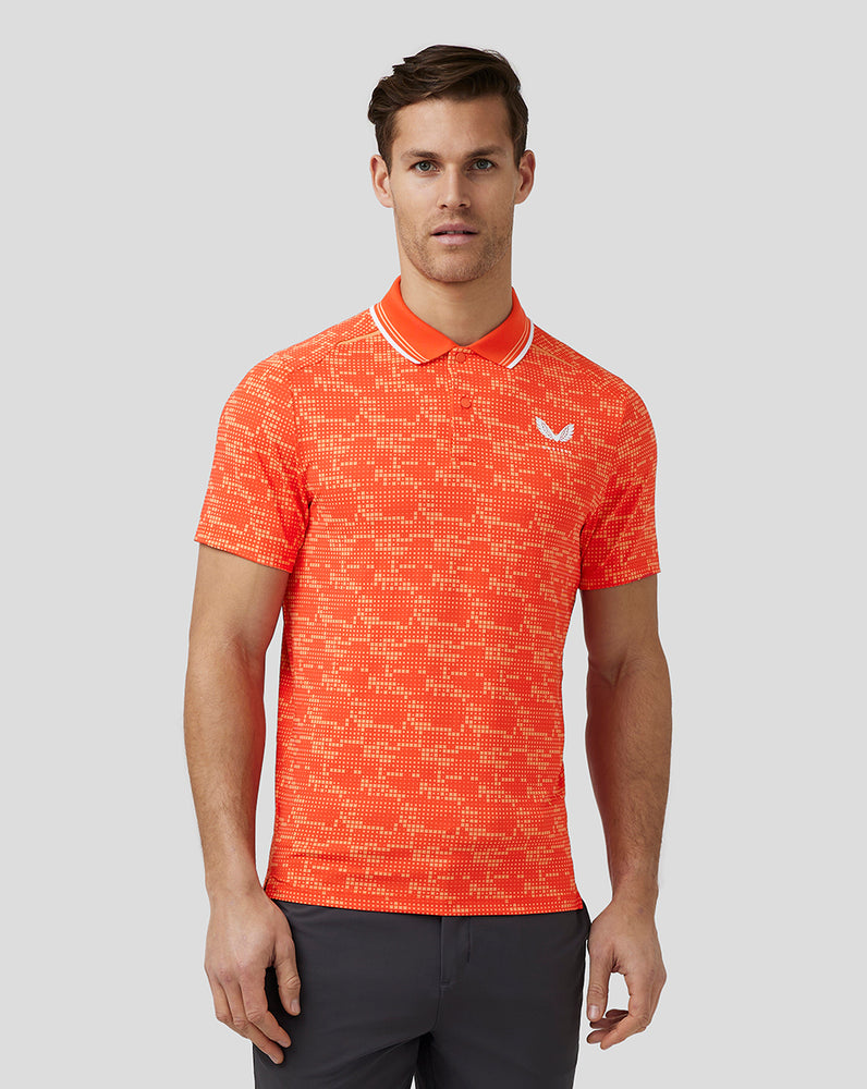 Castore Golf Printed Tech Polo Mélynarancssárga | 1650-KJTBS