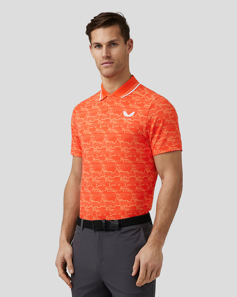 Castore Golf Printed Tech Polo Mélynarancssárga | 1650-KJTBS