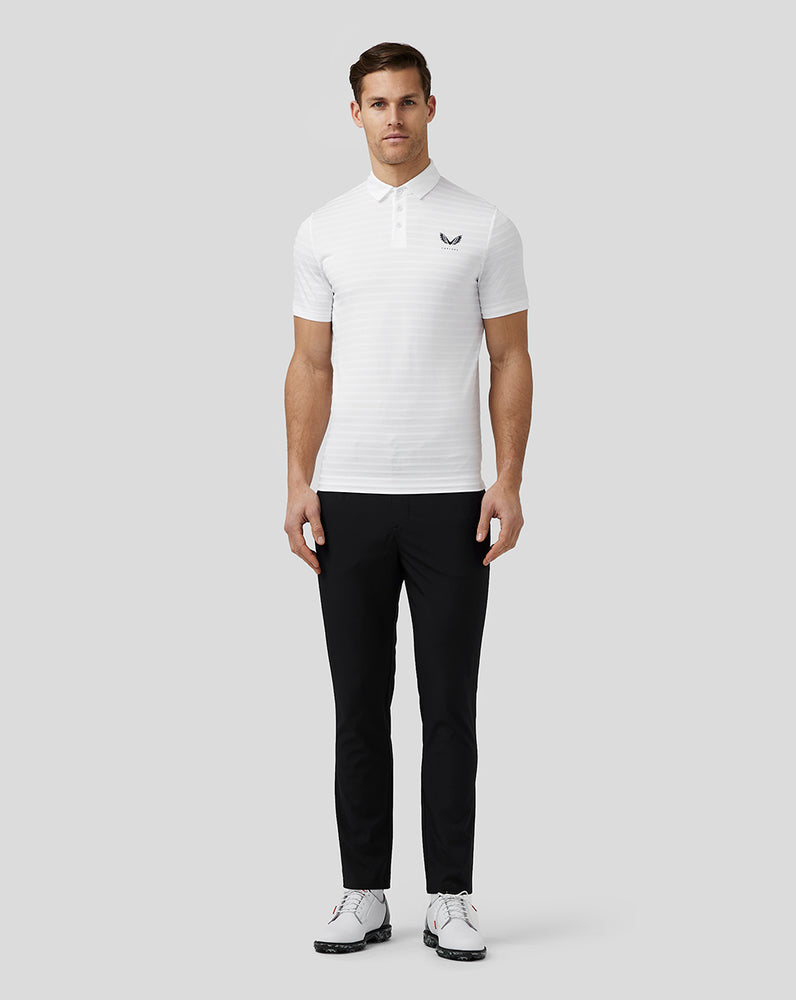 Castore Golf Textured Pique Stripe Polo Fehér | 8523-WLFJX