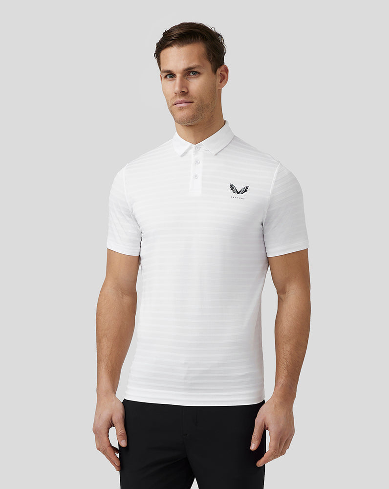 Castore Golf Textured Pique Stripe Polo Fehér | 8523-WLFJX