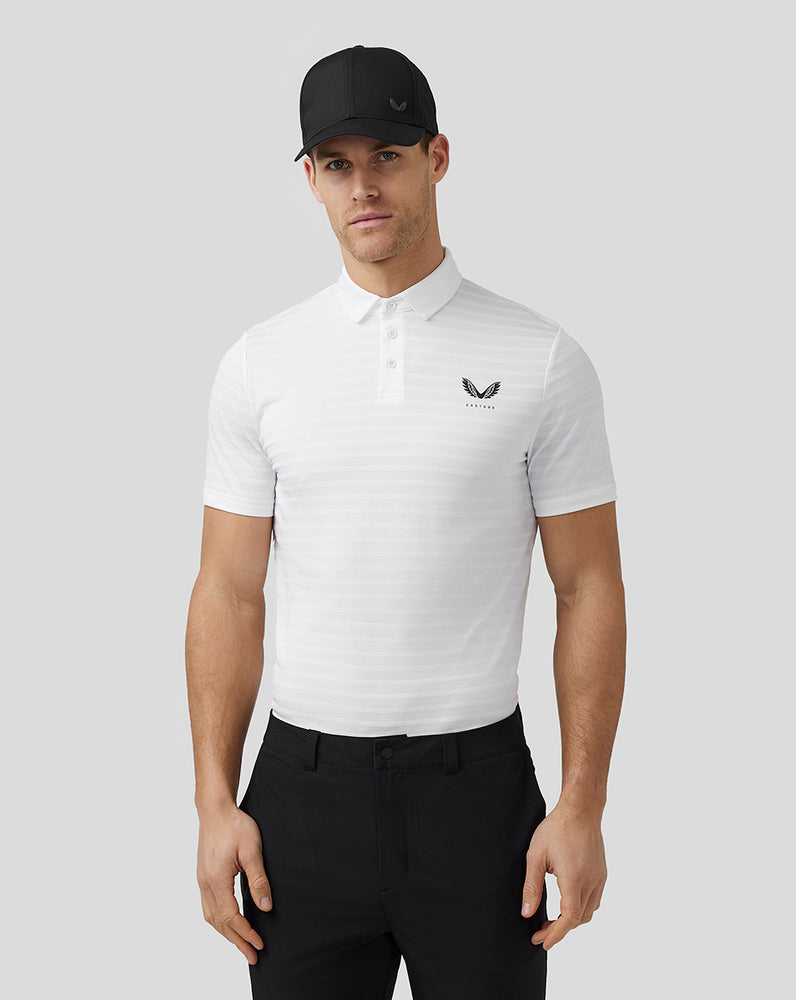 Castore Golf Textured Pique Stripe Polo Fehér | 8523-WLFJX