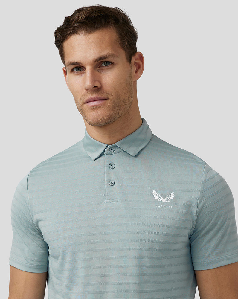 Castore Golf Textured Pique Stripe Polo Kék | 5173-RQCPH