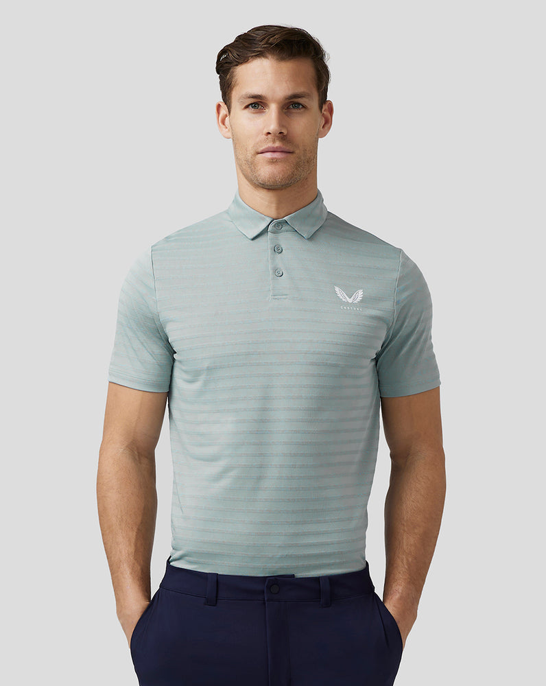 Castore Golf Textured Pique Stripe Polo Kék | 5173-RQCPH