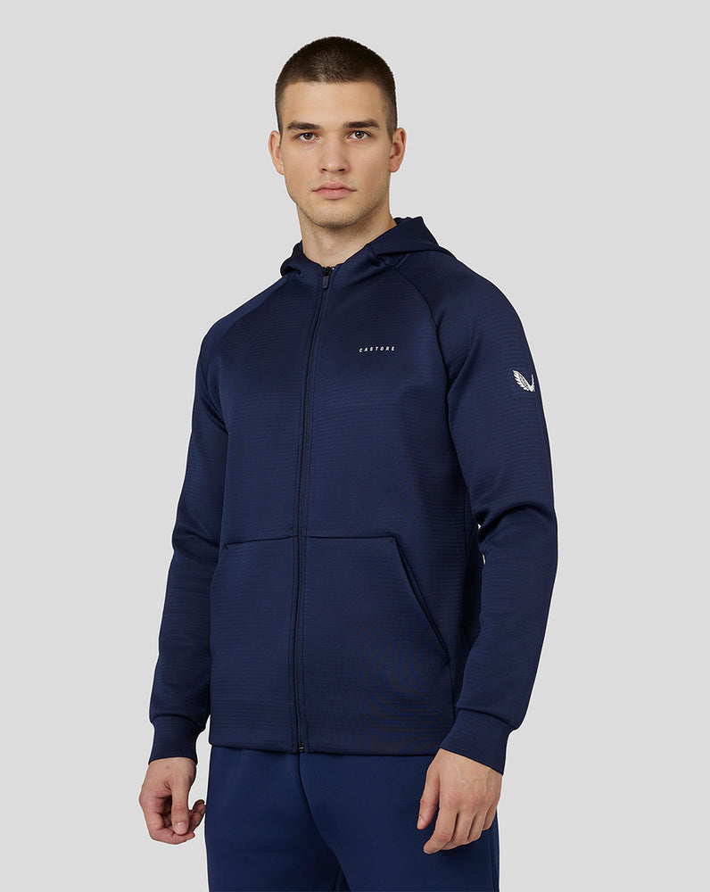 Castore Long Sleeve Aeroscuba Zip-Through Hoodie Sötétkék | 4915-NAURB