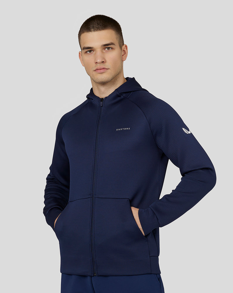 Castore Long Sleeve Aeroscuba Zip-Through Hoodie Sötétkék | 4915-NAURB